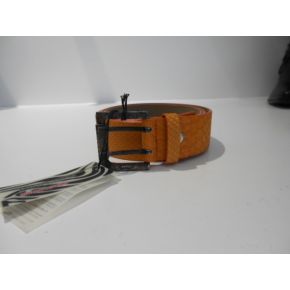 BELT PYTHON LEATHER ORANGE CLASP METAL FRAME