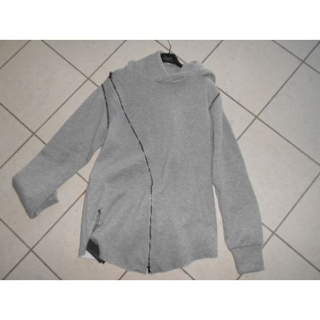 SWEAT-SHIRT GRIZIA ZIP TRASFERSALI MANCHES ZIP AMOVIBLE