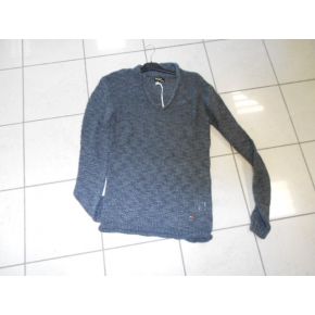 MAGLIONE LANA COTTA TRAMATA GRANDE GRIGIO SCOLLO V