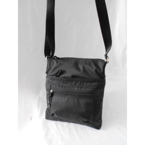 FLAP/SHOULDER BAG BLACK NYLON ZIP VARIOUS METAL SILVER