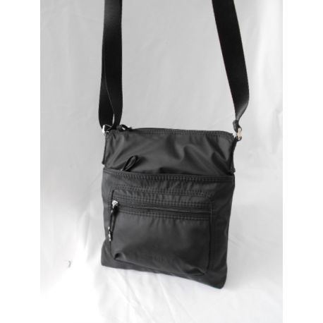 KLAPPE/TASCHE SCHWARZ NYLON ZIP VERSCHIEDENEN METAL-SILBER