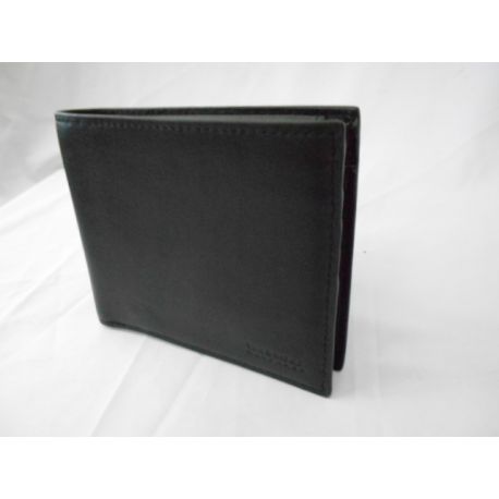 GREAT WALLET BLACK LEATHER EMBOSSED LOGO IN THE BRIDGE