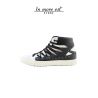 HIGH-TOP SNEAKERS WHITE/BLACK CALF LACE-UP BLACK STUDS