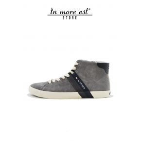 HIGH-TOP SNEAKERS GRAY SUEDE BOTTOM CREPE RUBBER/LACE-UP BEIGE