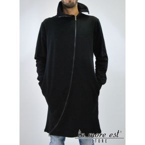 BLACK SWEATSHIRT, LONG ZIP TRASFERSALE