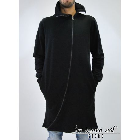 NOIR SWEAT-SHIRT, LONG ZIP TRASFERSALE