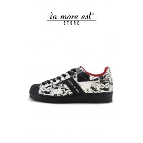 SNEAKERS LOW N/B PRINT LEATHER DIABOLIX BOTTOM OF CREPE RUBBER BLACK