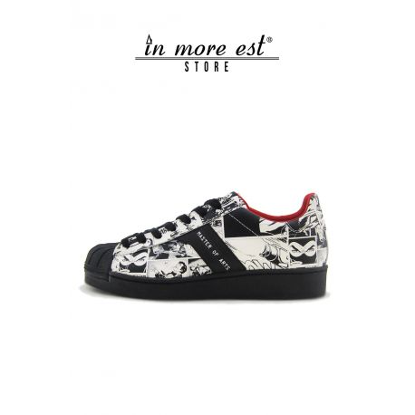 SNEAKERS LOW N/B PRINT LEATHER DIABOLIX BOTTOM OF CREPE RUBBER BLACK