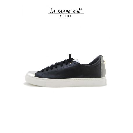 SNEAKER LOW-BLACK NAPPA/LAMIN ARG FONDO PARA WHITE