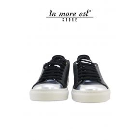 SNEAKER LOW-BLACK NAPPA/LAMIN ARG FONDO PARA WHITE