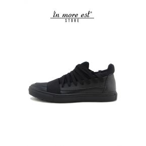 SNEAKER LOW-BLACK CALF/NEOPRENE/RUBBER LACE-UP AND ELASTIC
