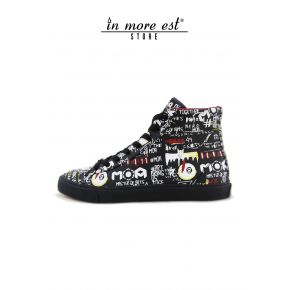 SNEAKERS BLACK LEATHER PRINT MOA ART FUND CREPE RUBBER BLACK