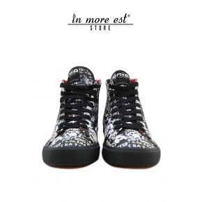 SNEAKERS BLACK LEATHER PRINT MOA ART FUND CREPE RUBBER BLACK