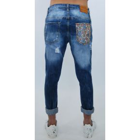 JEANS LAVAG LIGHT BLUE POCKET FILLED RIPPED (POCKET MODIFIED DAMASK AZZ/MARR)