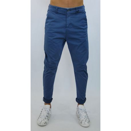 PANTALONES ELAST-ENTREPIERNA INDIGO AZZ BOLSILLOS DE FUELLE DE ALGODÓN