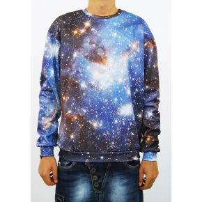 SUDADERA DE SINT ACIANO AZUL CIELO ESTRELLADO CON CUELLO REDONDO