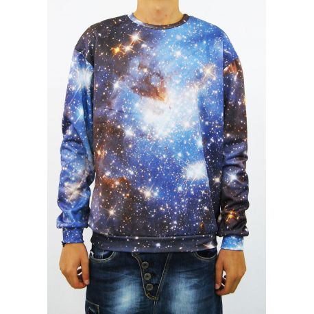 SUDADERA DE SINT ACIANO AZUL CIELO ESTRELLADO CON CUELLO REDONDO