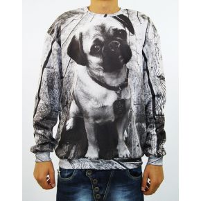 SWEAT-SHIRT SINT GRIS CHIEN COU DE L'ÉQUIPAGE