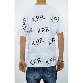 T-SHIRT COUPE CHAUVE-SOURIS BLANCHE LOGO KPR COTON