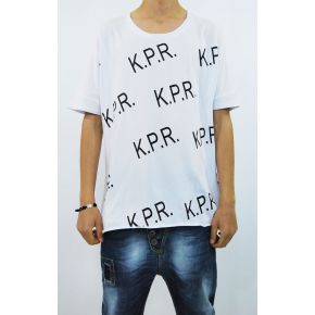 T-SHIRT DE CORTE MURCIÉLAGO BLANCO LOGO DE LA KPR DE ALGODÓN