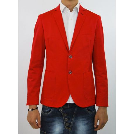 CHAQUETA ELAST SLIM DE ALGODÓN ROJO