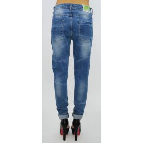 JEANS BLU ELASTICIZZATO CAVALLO BASSO LAVATO CHIARO