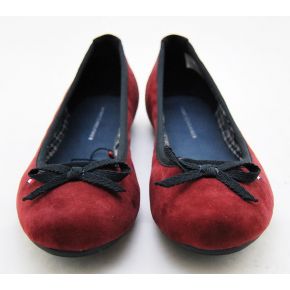 BALLERINA BOW SUEDE BURGUNDY BLACK BORDER