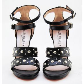 SANDAL WITH HEEL CALFSKIN BLACK AND STUDS ALTRAMAREA