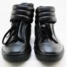 HIGH-TOP SNEAKERS BLACK CALF LACE-UP AND BUCKLE STRAP