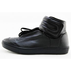 SNEAKERS ALTA NERO VITELLO LACCI E FIBBIA STRAP