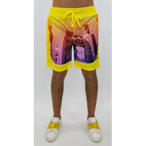 PANTALONCINO POLY GIALLO YUPPIES NY STAMPA