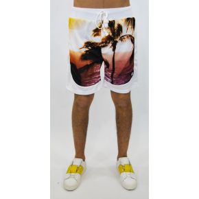 SHORTS POLY-WHITE LOVERS PRINT