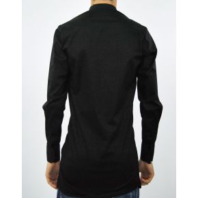 SHIRT KOREAN DIAGONAL BLACK COTTON