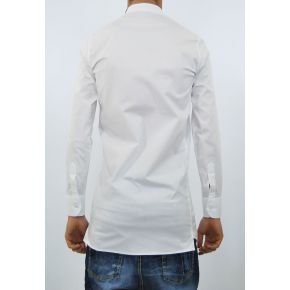 SHIRT KOREAN DIAGONAL WHITE COTTON