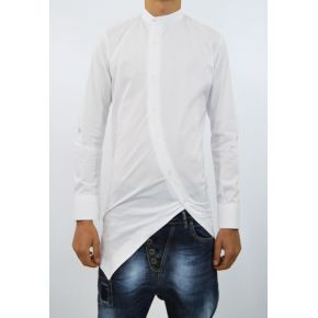 CHEMISE CORÉEN DIAGONALE DE COTON BLANC