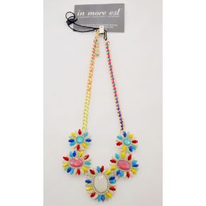 COLLAR DE FLORES CON PIEDRAS MULTICOLORES