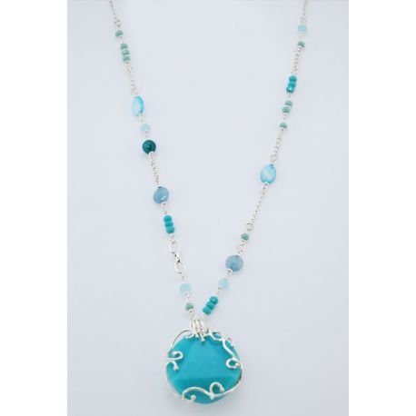 LONG NECKLACE WITH BLUE STONES