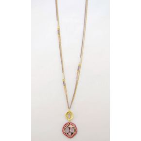 LONG NECKLACE WITH PINK STONES