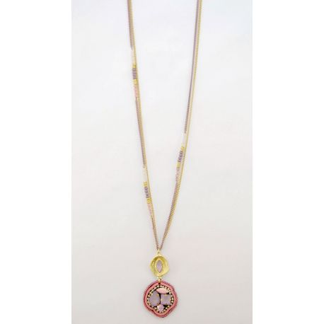 LONG NECKLACE WITH PINK STONES
