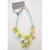 NECKLACE GREEN AND YELLOW WITH FLOWERS