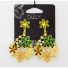 PENDENTIF BOUCLES D'OREILLES FLEUR MULTICOLORE