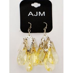 PENDENTIF BOUCLES D'OREILLES EN JAUNE SEMI-TRANSPARENT