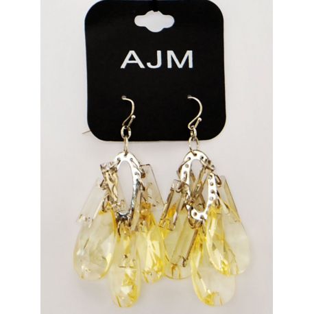 PENDENTIF BOUCLES D'OREILLES EN JAUNE SEMI-TRANSPARENT