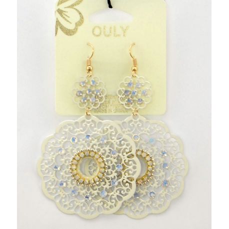 PENDENTIF BOUCLES D'OREILLES BLANC