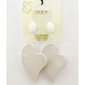 ARETES COLGANTES EN FORMA DE CORAZÓN BLANCO