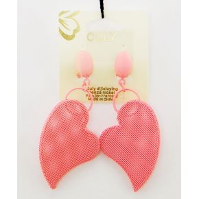 ARETES COLGANTES EN FORMA DE CORAZÓN DE COLOR ROSA