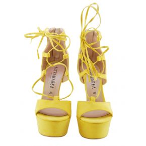 SANDAL WITH HEEL AND PLATEAU YELLOW SUEDE ALTRAMAREA