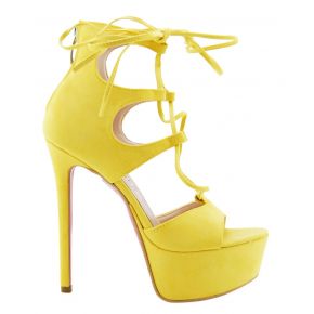 SANDAL WITH HEEL AND PLATEAU YELLOW SUEDE ALTRAMAREA
