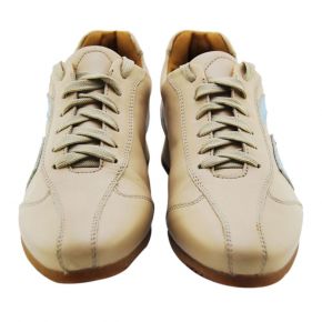 SNEAKERS BASSA BEIGE ALLAC LOGO G PELLE CELESTE