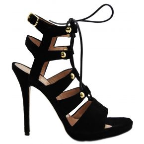 Noir sandale avec talon Lea Gu suede